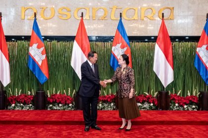 Ketua Dewan Perwakilan Rakyat Republik Indonesia (DPR RI), Puan Maharani, menerima kunjungan kehormatan Ketua Senat Kerajaan Kamboja, Samdech Akka Moha Sena Padei Techo Hun Sen di Gedung DPR, Rabu (7/5/2025).