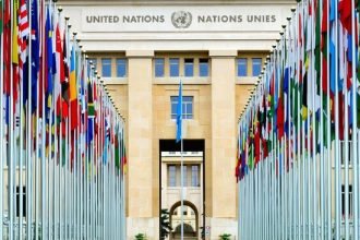 Ilustrasi kantor PBB dan negara-negara anggota. (iStock)