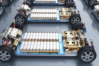 Ilustrasi baterai kendaraan listrik.