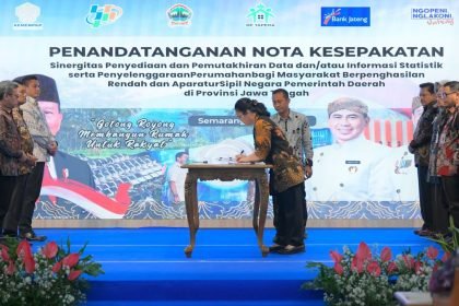 Wali Kota Semarang Agustina Wilujeng Pramestuti, menghadiri prosesi penandatanganan nota kesepakatan (Memorandum of UnderstandingMoU) yang dilakukan antara Pemerintah Provinsi Jawa Tengah dengan Kementerian Perumahan dan Kawasan Permukiman (PKP) terkait bidang perumahan pada Jumat (206) di Gedung Gradhika Bhakti Praja, Semarang.