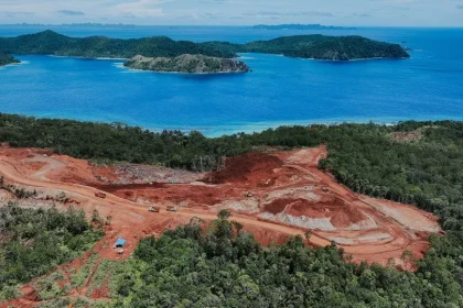 Gambar udara lokasi tambang di kawasan Raja Ampat.