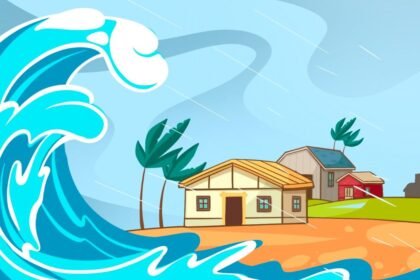 Ilustrasi gelombang tsunami. (grafis/tera)