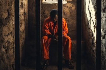 Ilustrasi terpidana berada di dalam sel penjara.