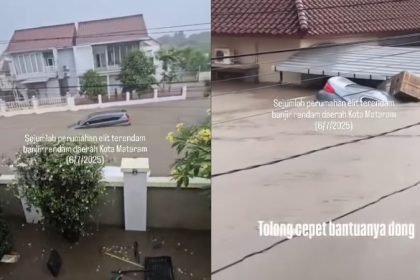 Kolase foto banjir parah yang melanda Kota Mataram, Nusa Tenggara Barat (NTB).