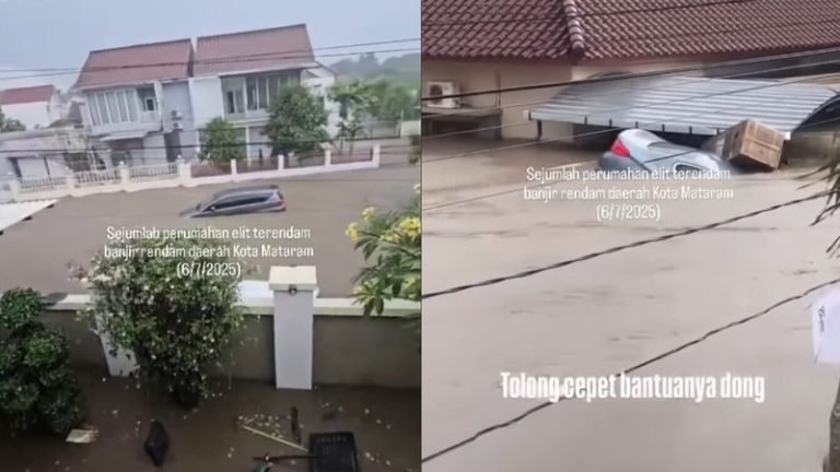 Kolase foto banjir parah yang melanda Kota Mataram, Nusa Tenggara Barat (NTB).
