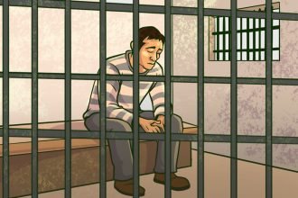 Ilustrasi pelaku tindak pidana di dalam penjara. (narakita/grafis/tera)