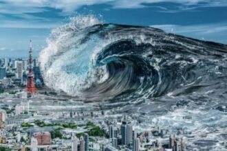 Ilustrasi gelombang tsunami.