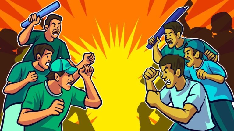 Ilustrasi tawuran. (grafis/tera)