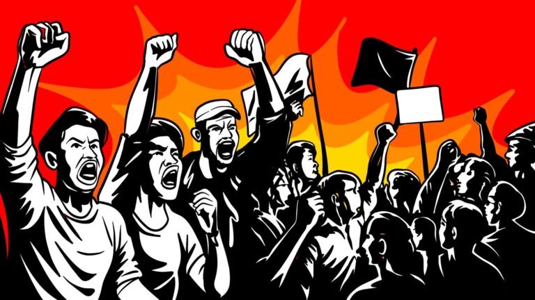 Ilustrasi aksi demonstrasi.. Polisi Tangkap 7 Pemilik Akun Medsos Diduga Provokasi Demo Ricuh. (grafis/tera).