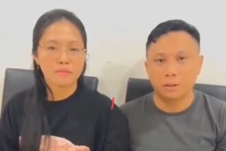 Anggota Fraksi PDIP DPRD Provinsi Gorontalo Wahyudin Moridu saat klarifikasi terkait aksi viralnya di sosial media didampingi istri. Atas aksinya yang tidak menghargai rakyat dan negara, Wahyudin kini dipecat PDI-P dan disiapkan PAW. Foto; istimewa.