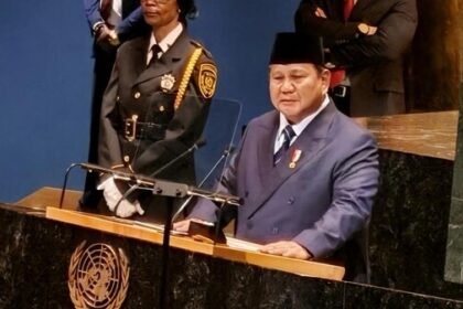 Presiden Prabowo Subianto saat menyampaikan pidato perdananya dalam Sidang Umum PBB, New York, Selasa (23/9/2025). Foto: dok.