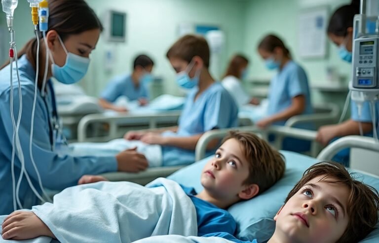 Ilustrasi dari AI sejumlah anak jadi korban keracunan makanan.