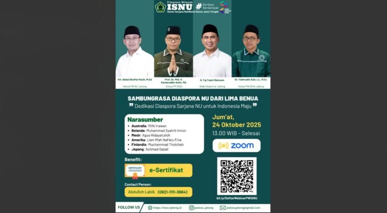 Flyer sarasehan "Sambung Rasa Diaspora Sarjana NU di 5 Benua".