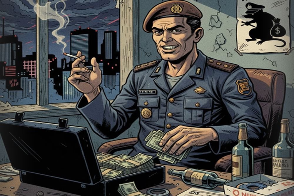 Ilustrasi oknum polisi nakal. (grafis/wahyu)