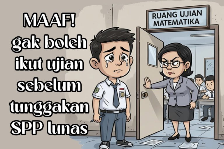 Ilustrasi siswa dilarang ikut ujian, karena masih mempunyai tunggakan pembayaran. (grafis/wahyu)