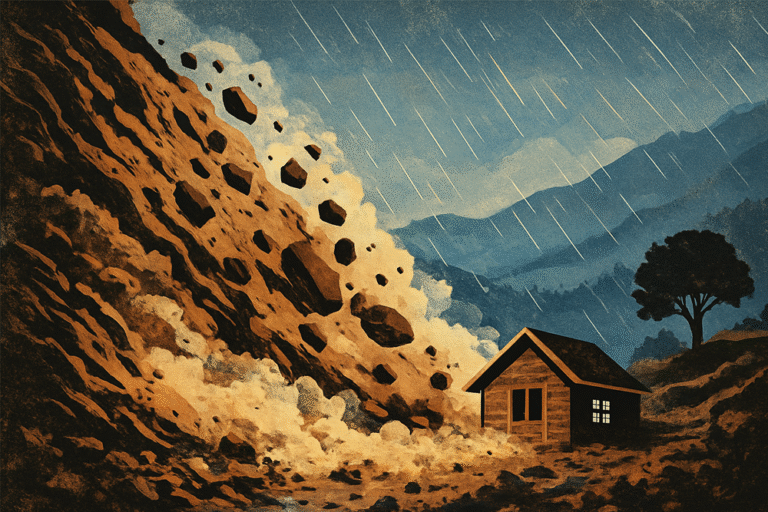 Ilustrasi bencana tanah longsor.