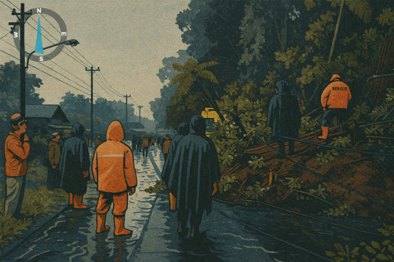 Ilustrasi bencana banjir dan tanah longsor.