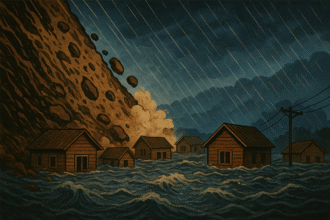 Ilustrasi banjir dan longsor.