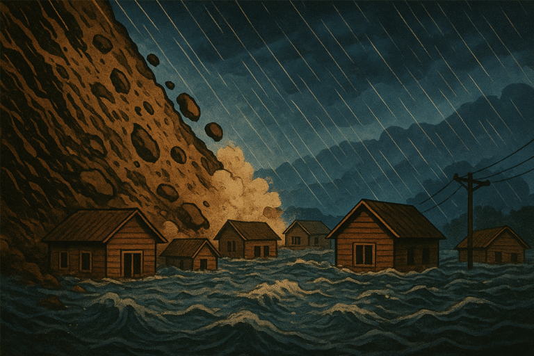Ilustrasi banjir dan longsor.