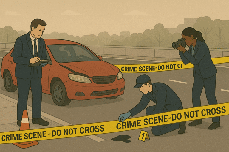 Ilustrasi olah Tempat Kejadian Perkara (TKP) kecelakaan lalu lintas. (grafis/wayu)