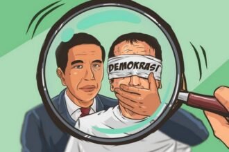 Ilustrasi demokrasi dibungkam.