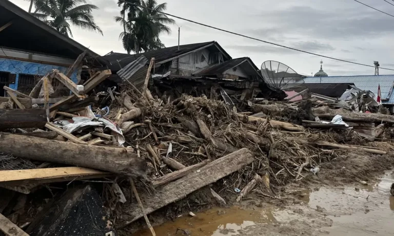 Kondisi rumah-rumah warga di Kecamatan Batang Toru, Tapanuli Selatan, Sumatera Utara (Sumut).