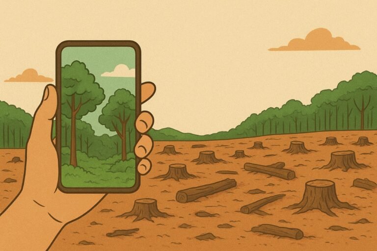 Ilustrasi hutan gundul. (grafis/wahyu)