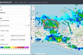 Peta radar lokasi penyemaian awan untuk mengalihkan hujan di daratan Jateng. (ist)