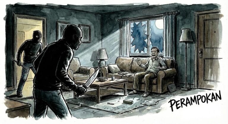 Ilustrasi perampokan, pelaku bersenjata tajam. (grafis/wahyu)
