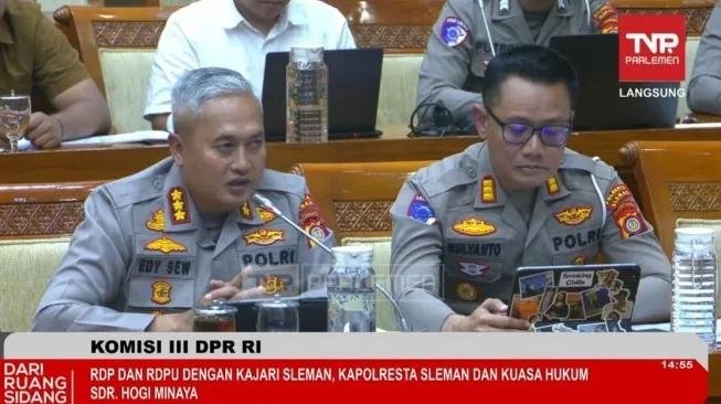 Kapolresta Sleman Kombes Pol Edy Setyanto, saat dicecar Komisi III DPR RI.