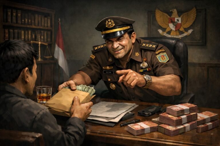 Ilustrasi AI jaksa nakal.