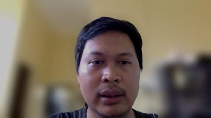 Aktivis WALHI Jateng, Nur Colis saat paparan laporan merespon bencana, via Zoom. (bae)