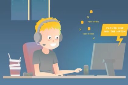 Ilustrasi anak-anak sedang bermain game online.