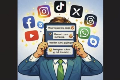 Ilustrasi kritik yang disampaikan melalui medsos. (grafis/wahyu)