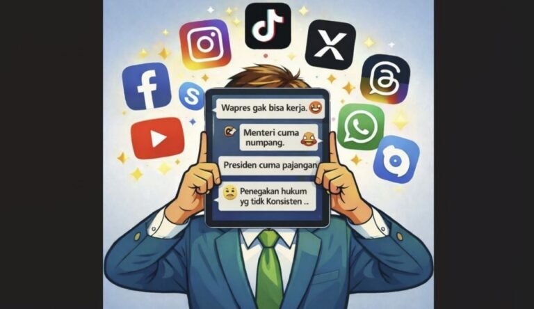 Ilustrasi kritik yang disampaikan melalui medsos. (grafis/wahyu)
