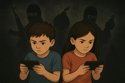 Ilustrasi anak terpapar konten radikalisme dan terorisme dari game online.