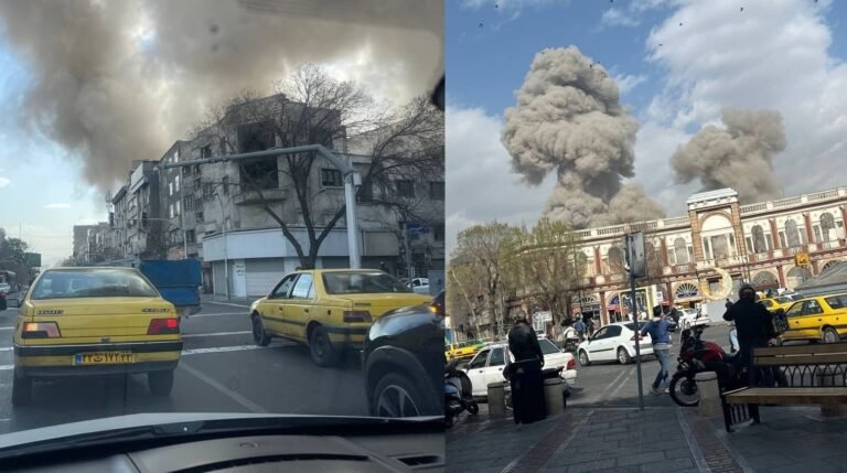 Asap mengepul di Teheran, setelah militer Israel melancarkan serangan ke Iran, Sabtu (28/2/2026).