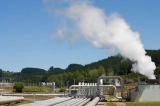 Ilustrasi eksplorasi panas bumi.