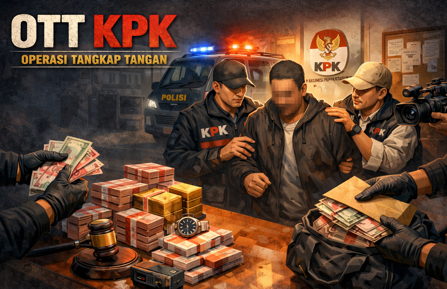 Ilustrasi Operasi Tangkap Tangan Komisi Pemberantasan Korupsi (OTT KPK).