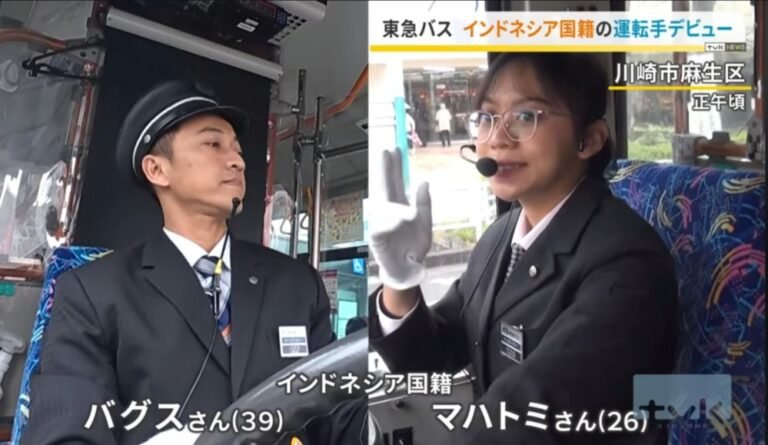 Tangkapan layar siaran berita debut dua sopir bus profesional asal Indonesia di Jepang, yang berangkat melalui program JIDS.