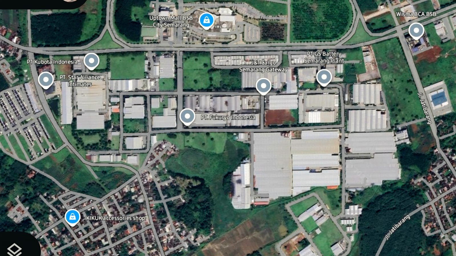 BSB Industrial Park, kawasan industri berdiri di atas lahan BSB City. (Citra satelit Google)