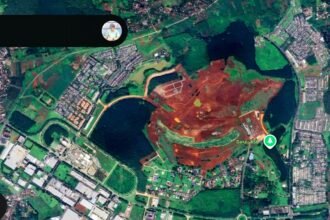 Citra satelit menunjukkan adanya pembukaam lahan di kawasan BSB City. (google earth)