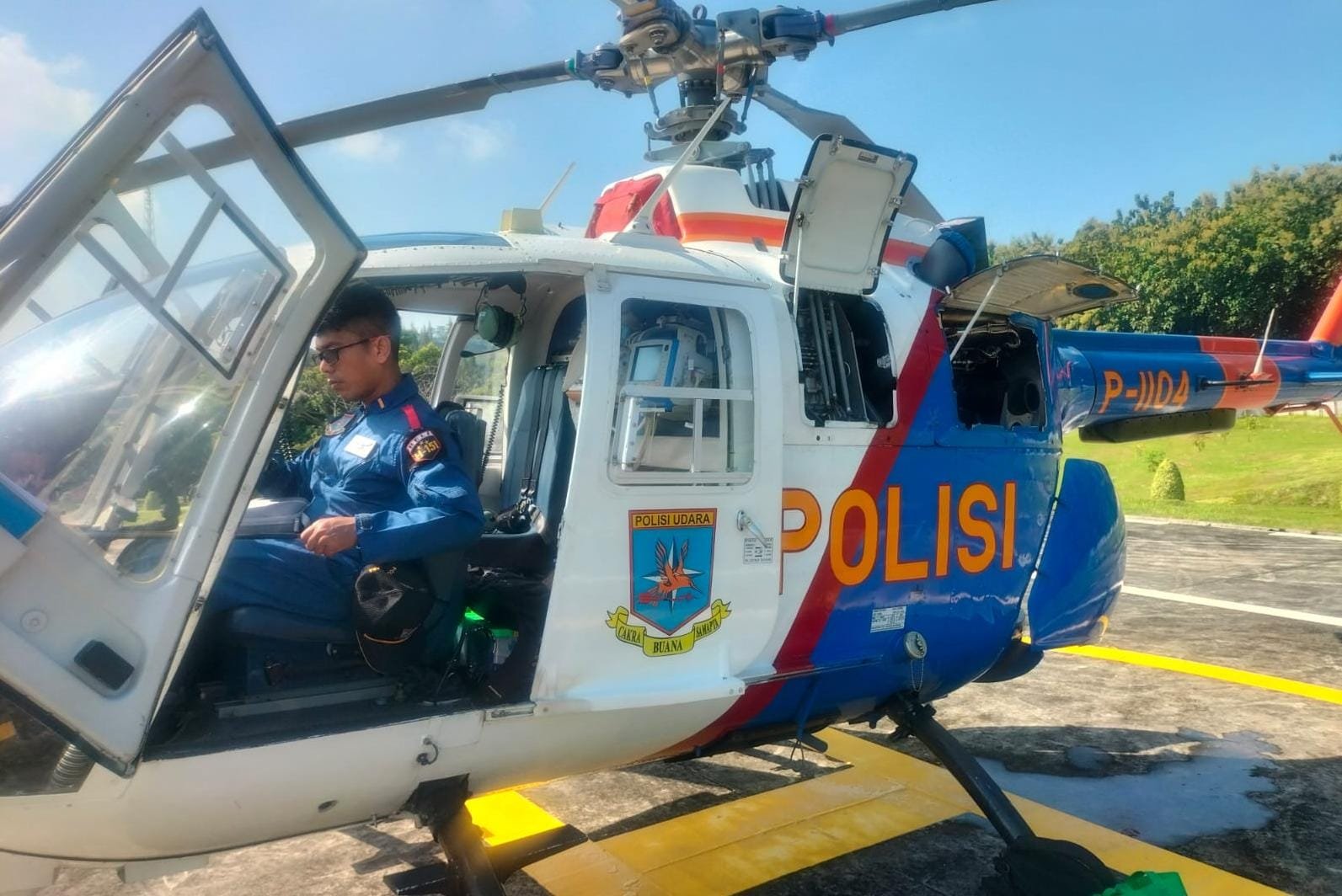 Helikopter Ambulans disiaagakan di GT Kalikangkung. (ist)