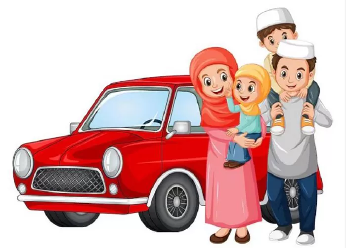 Ilustrasi mudik aman bersama anak-anak.