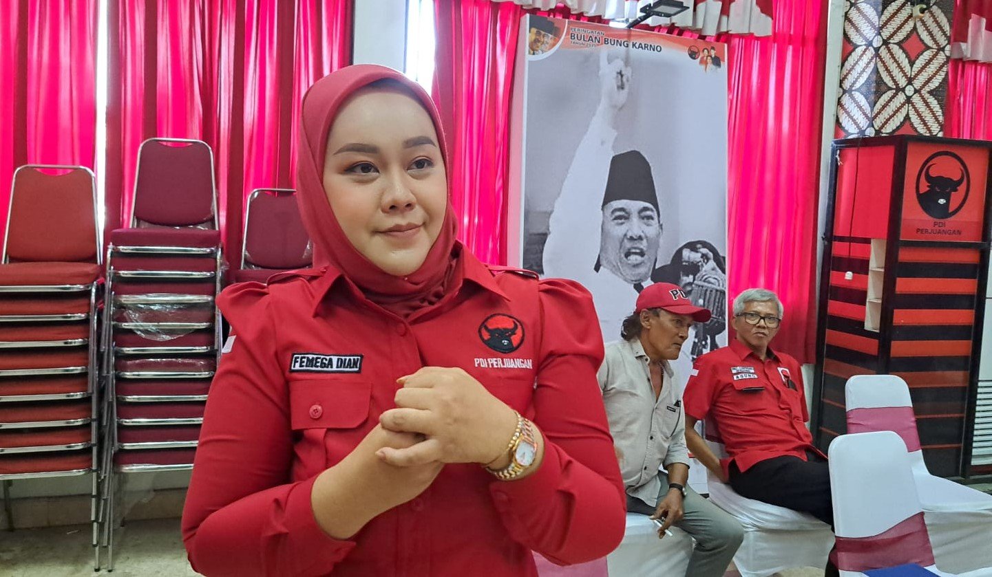 Femega Dian, calon Ketua PAC PDIP Semarang Tengah saat berada di Panti Marhaen untuk kuti seleksi wawancara, Sabtu (2/5/2026). (bae)