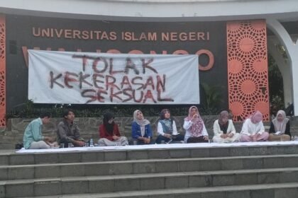 DIALOG PUBLIK - Civitas akademika UIN Walisongo Semarang menggelar dialog publik terkait maraknya aksi kekerasan seksual di lingkungan kampus setempat, Senin (11/5/2026). (dul)