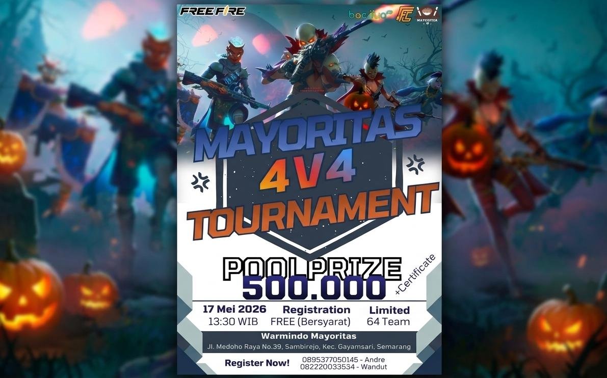 TURNAMEN FF--Pamflet turnamen FF di Warmindo Mayoritas, Semarang. (ist)