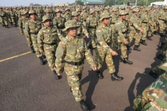 LATIHAN MILITER - Sejumlah calon pengelola Koperasi Desa/Kelurahan Merah Putih (KDKMP) dan calon pengelola Kampung Nelayan Merah Putih (KNMP) yang akan mengikuti Latihan Dasar Kemiliteran (Latsarmil) Komponen Cadangan (Komcad). (DOK. Setjen Infohan Kemhan)
