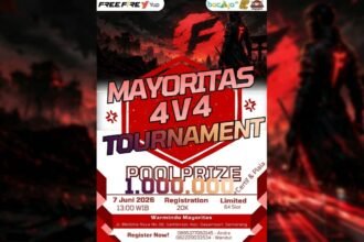 CARI JUARA BARU - Komunitas e-sport RIKAS kembali menggelar turnamen Free Fire Clash Squad 4v4 di Warmindo Mayoritas, Semarang, untuk mencari juara baru.