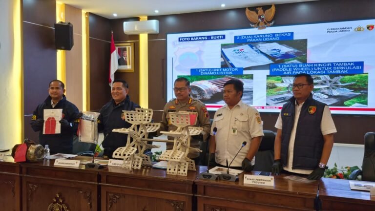 UANGKAP KASUS--Jajaran Polda Jateng merilis pengungkapan kasus alih fungsi lahan sawah jadi tambak udang, Rabu (10/6/2026). (ist)